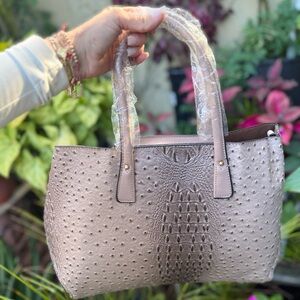 Chic Taupe Textured Tote Bag